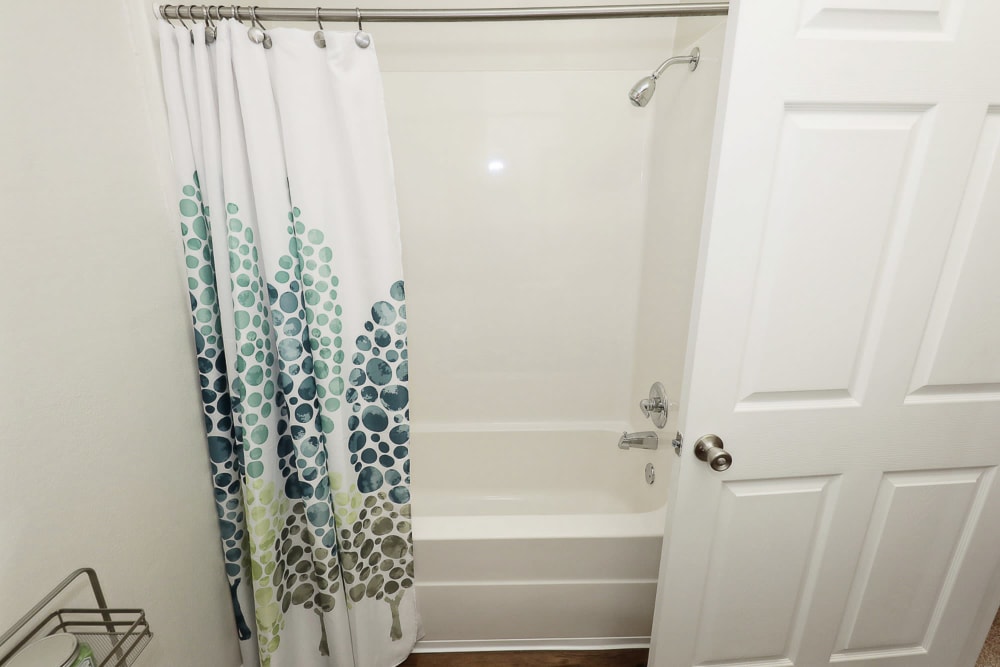 shower of a model unit at Highland Pointe in Yukon, Oklahoma