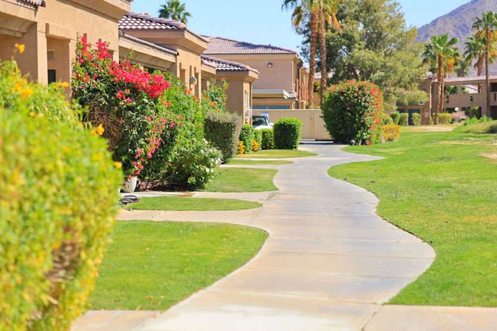 Walk side at Villas on the Green in Palm Desert, California