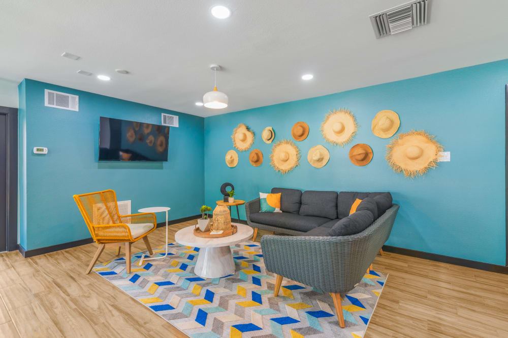 Leasing lounge at Mateo Apartment Homes in Arlington, Texas