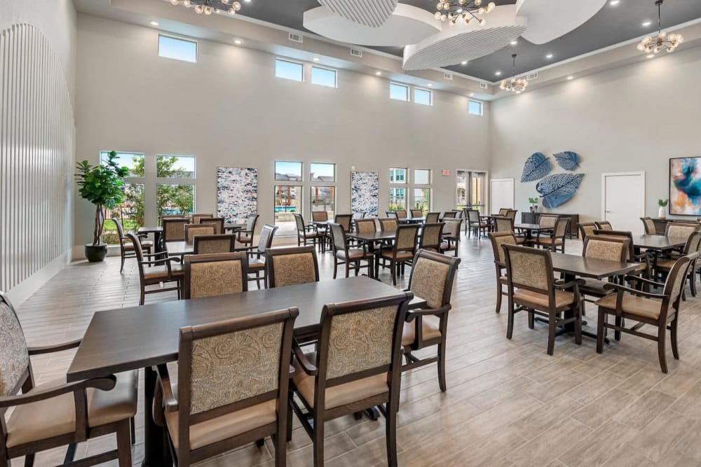 Clubhouse seating with natural light at The Preserve at Gateway in Forney, Texas