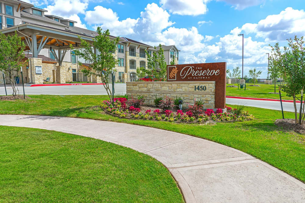 Welcome sign at The Preserve at Gateway in Forney, Texas