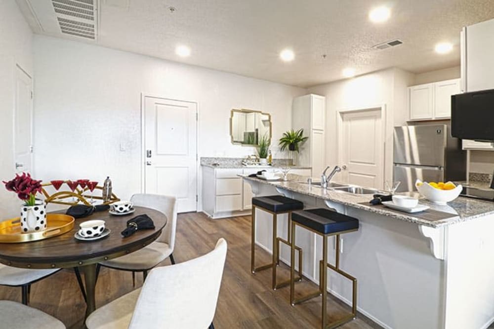 Modern kitchen in an apartment at The Deco at Victorian Square in Sparks, Nevada