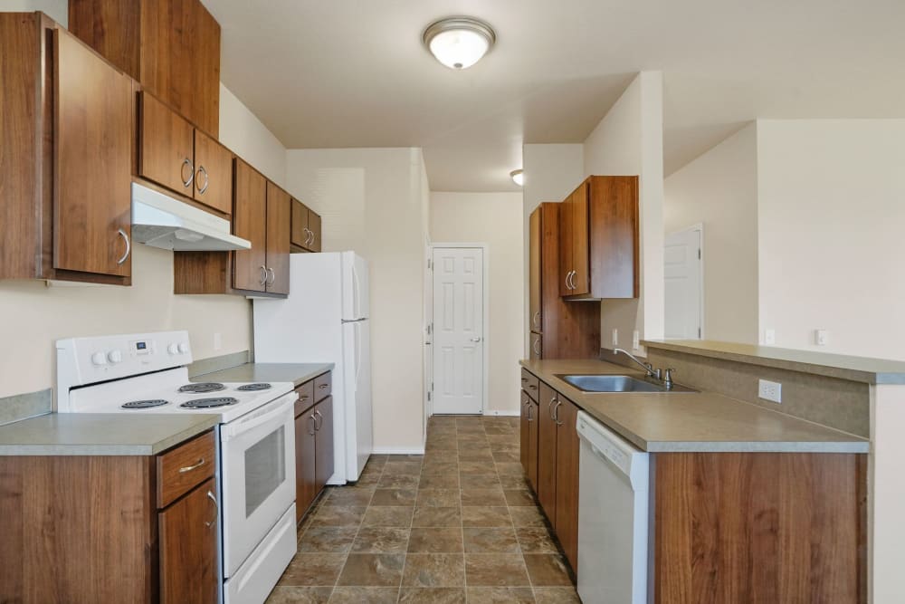 Apartment kitchen at Springbrook Ridge Apartments in Newberg, Oregon