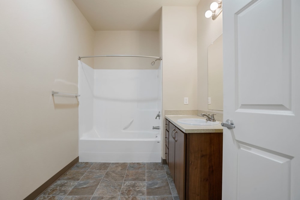 Apartment bathroom 2 at Springbrook Ridge Apartments in Newberg, Oregon