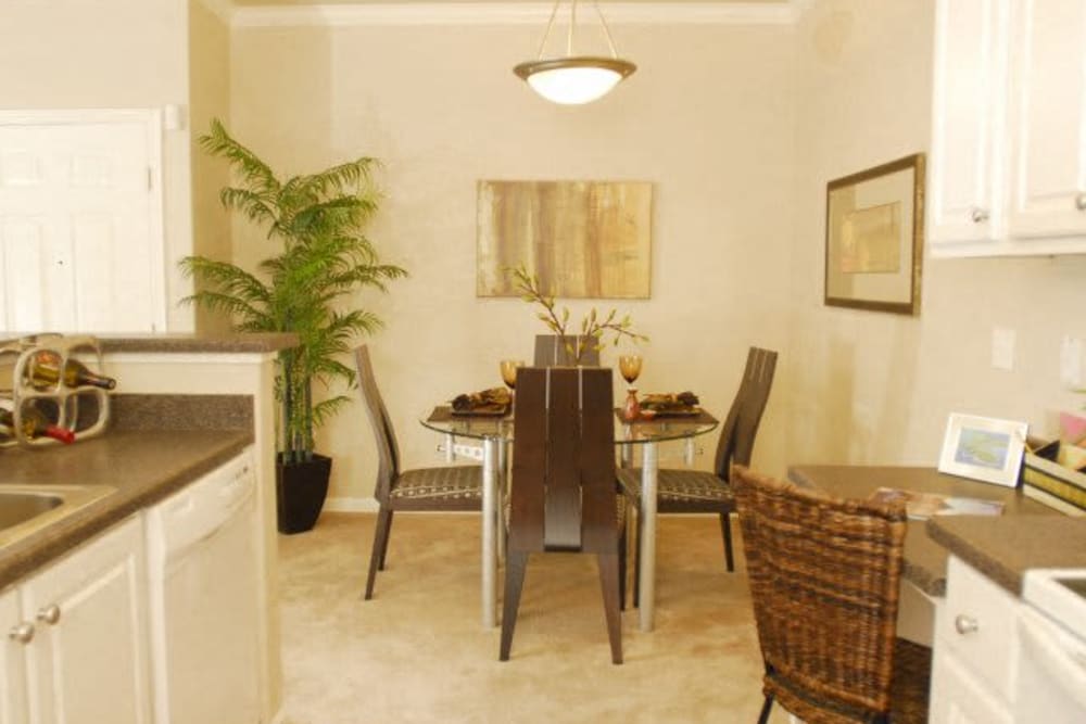 Dining table near the kitchen at Villas At Villaggio in Modesto, California