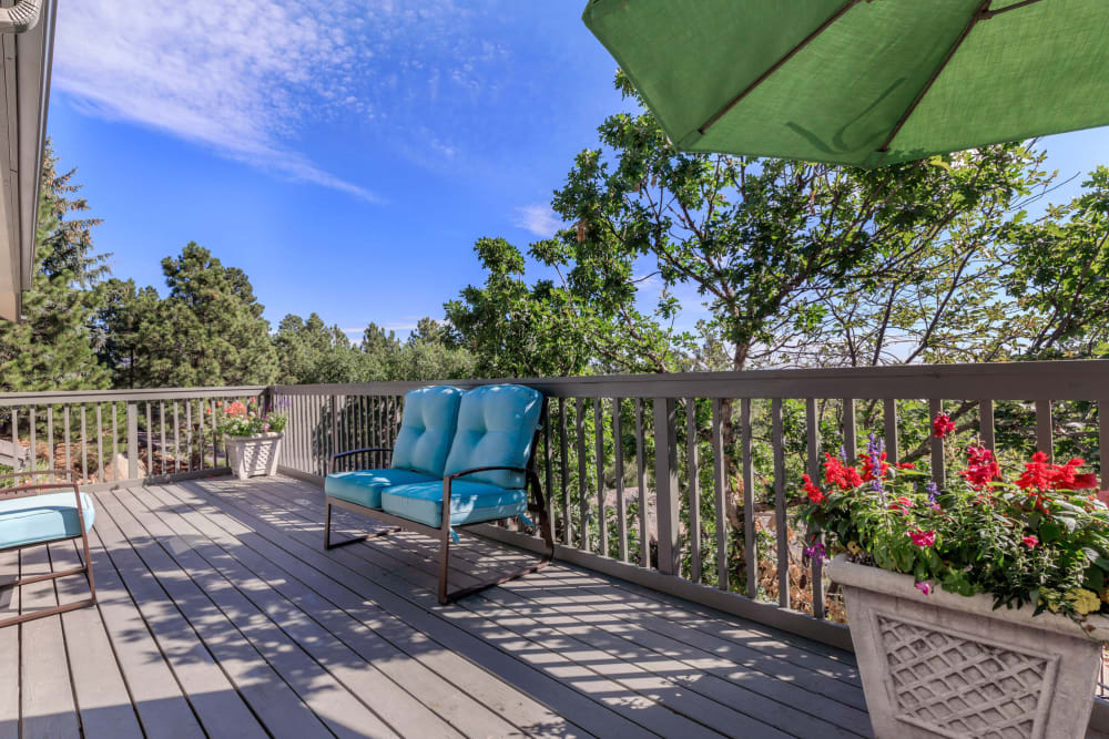 Sundeck with great views at Pines at Broadmoor Bluffs in Colorado Springs, Colorado