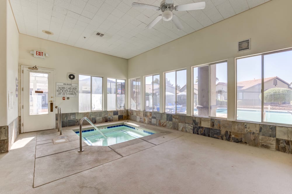 Community indoor spa pool at Whispering Palms Apartments in North Las Vegas, Nevada
