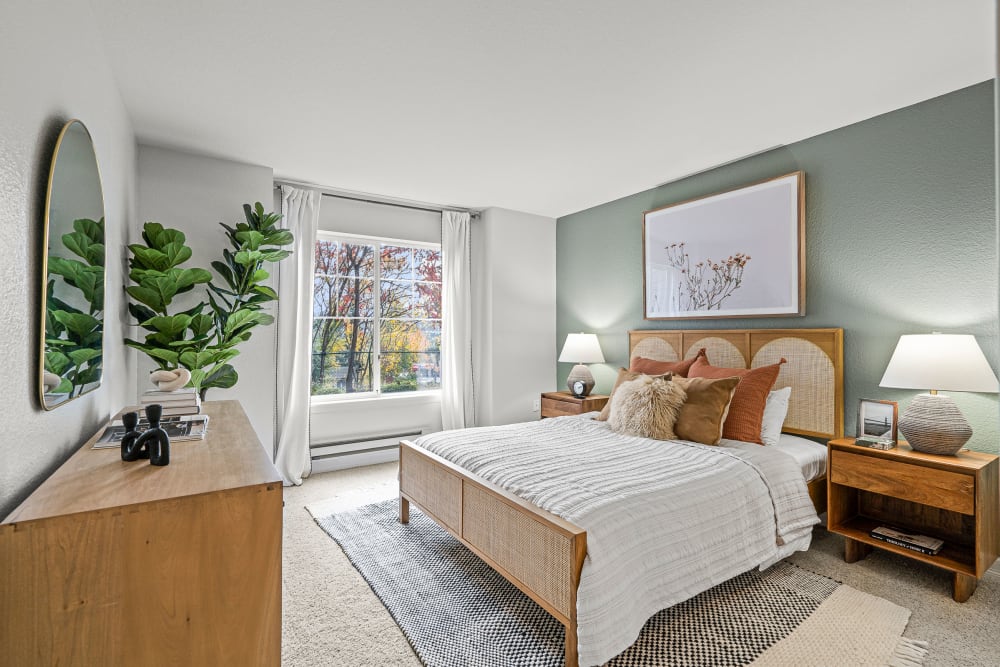 Spacious bedroom with large amounts of natural light at Timbers at Tualatin in Tualatin, Oregon