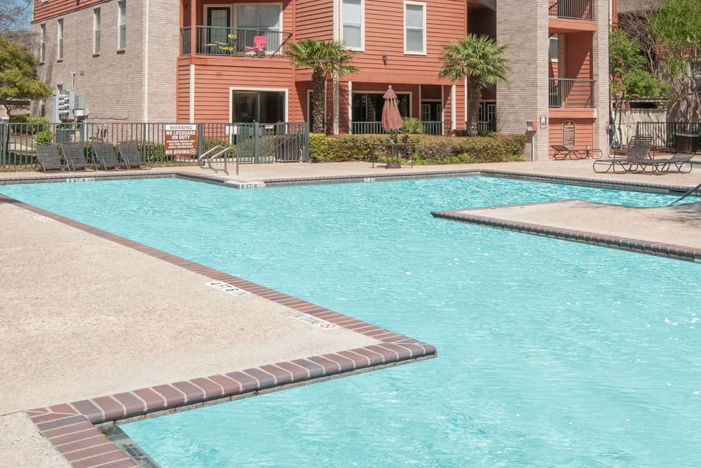 Large angular pool at Ashley Oaks in San Antonio, Texas
