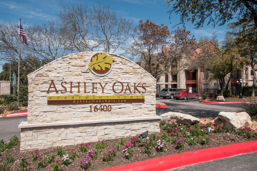 Community sign at Ashley Oaks in San Antonio, Texas