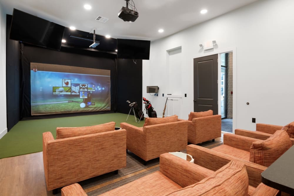 Golf simulator room at Coronado on Briarwood in Midland, Texas