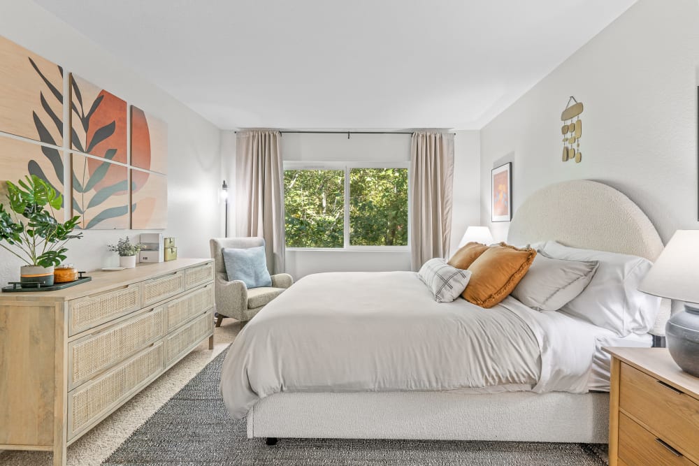 Large bedroom with lots of natural light at Haven at Golf Creek in Portland, Oregon