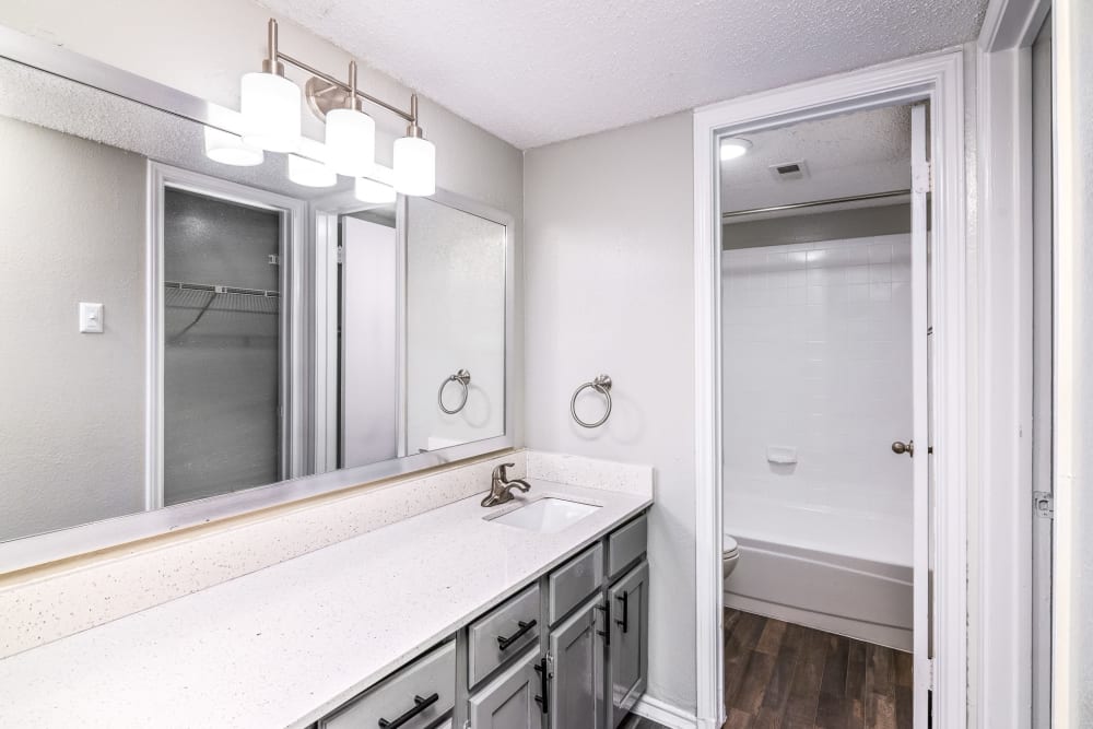 Bathroom at Wythe Apartment Homes in Irving, Texas