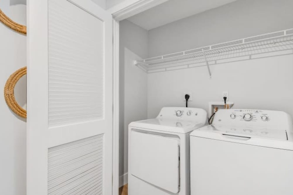 A full-sized washer and dryer in an apartment at Marina Del Sol in Sunny Isles Beach, Florida