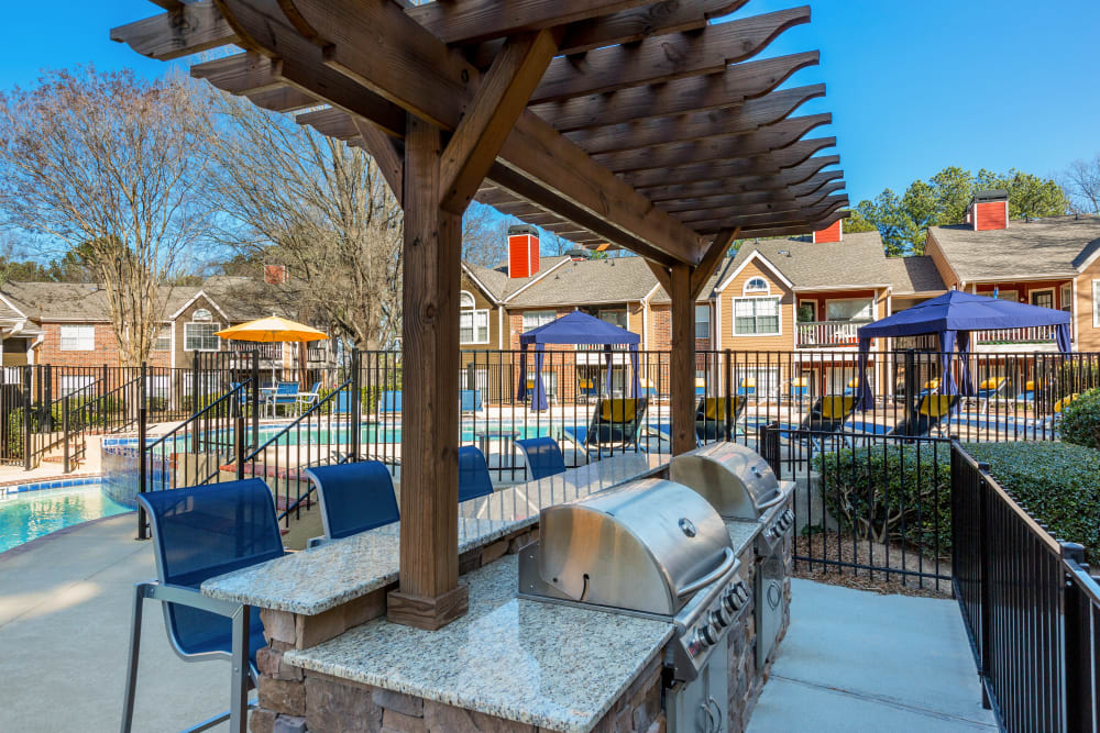 Outdoor grill stations at Parc at 1695 in Norcross, Georgia