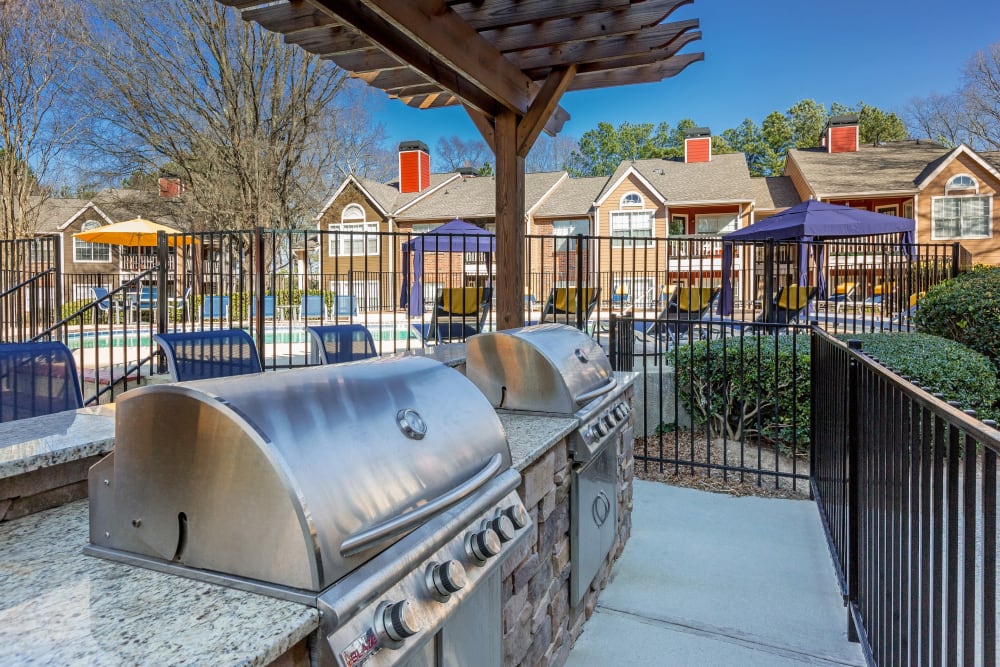 Outdoor grill stations at Parc at 1695 in Norcross, Georgia
