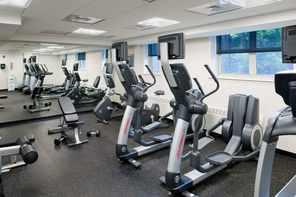 Fitness center at Camelot Court in Brighton, Massachusetts