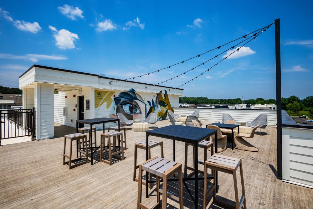 Rooftop with seating at Series at Riverview Landing in Mableton, Georgia