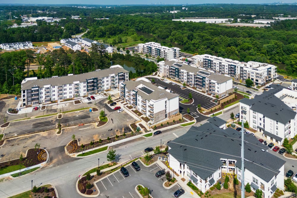 aerial view of exterior at Series at Riverview Landing in Mableton, Georgia