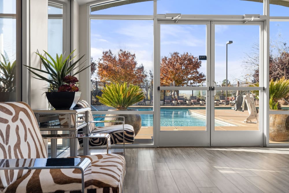 Clubhouse with view of the pool at Lesarra in El Dorado Hills, California
