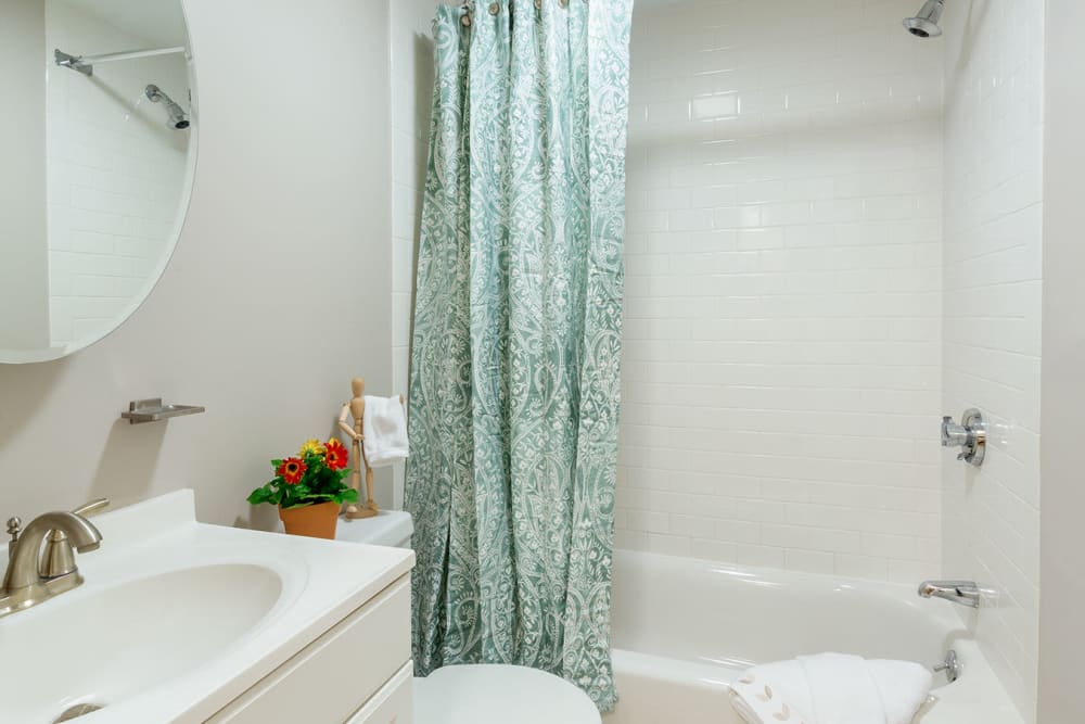 Modern bathroom with great lighting at Atrio Boston in Boston, Massachusetts