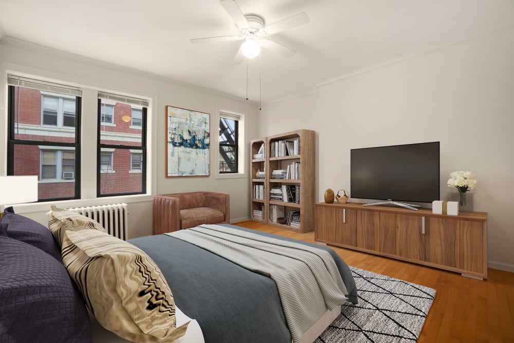 Modern bedroom at Atrio Boston in Boston, Massachusetts