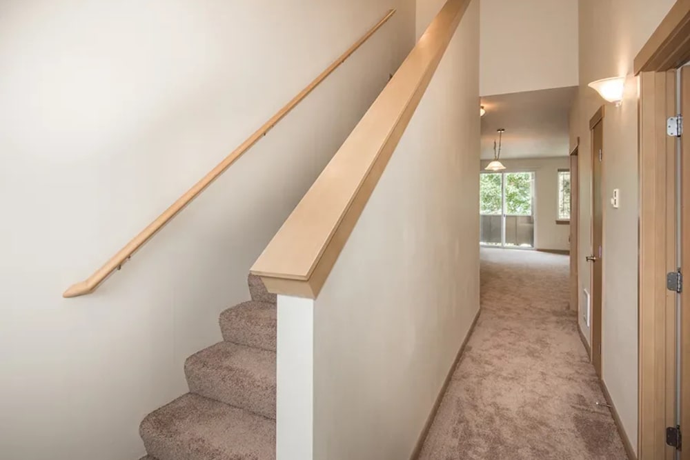 Second floor landing stairs at Bella on Canyon in Puyallup, Washington
