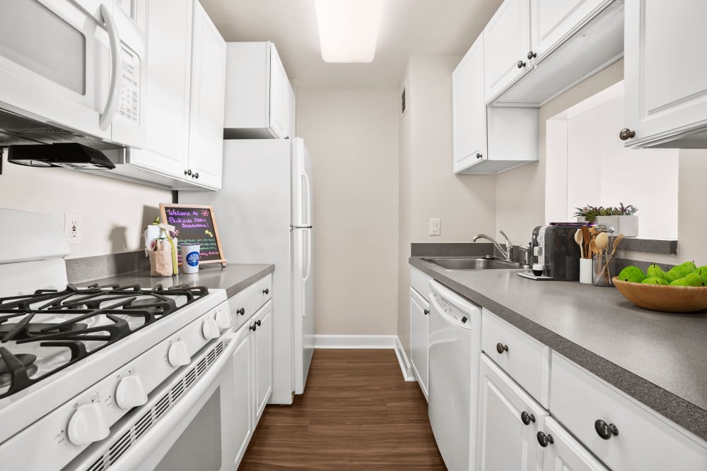 Two bedroom kitchen with modern appliances at Parkside Place in Cambridge, Massachusetts