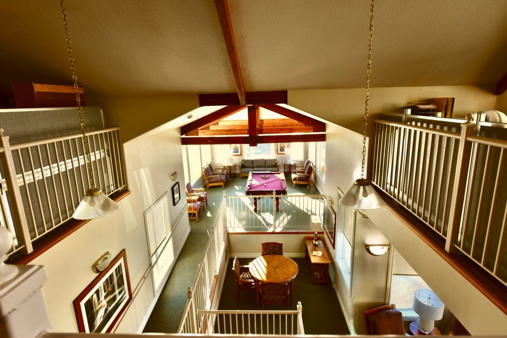 Looking down at the other floors of the Retirement Community at Regency Village at Prineville in Prineville, Oregon