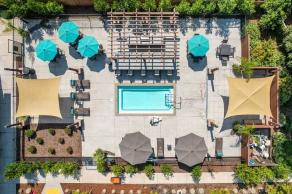 Aerial view of the deck at Cedar Flats in Chico, California