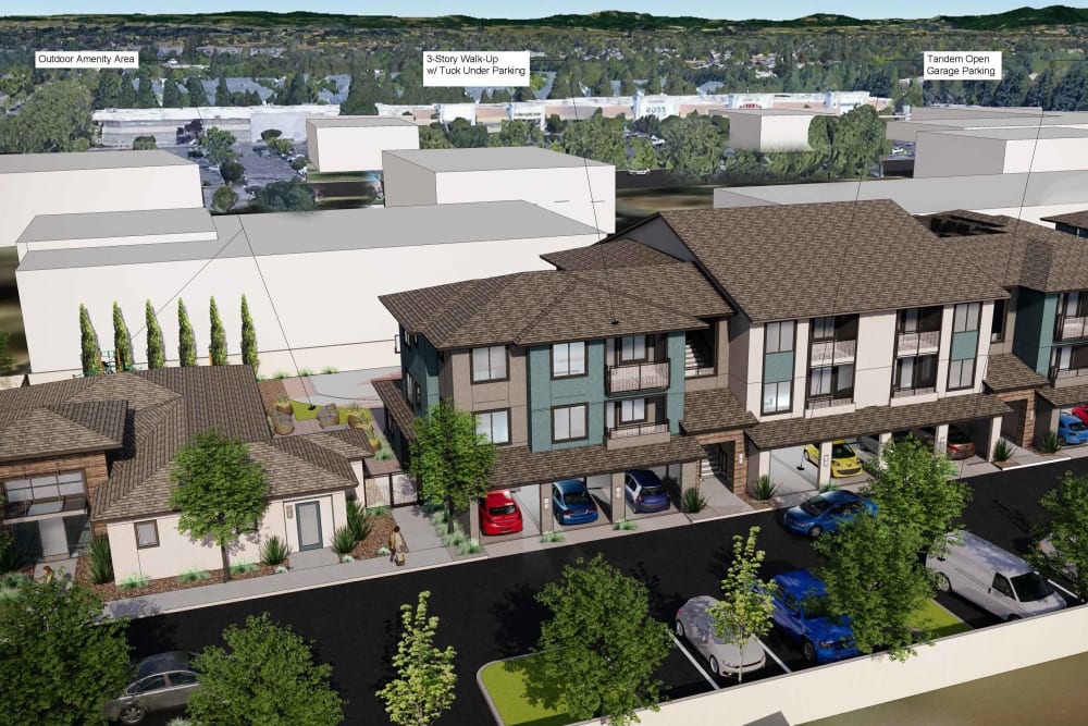 Rendering of the community at Del Corazon Apartments in Santa Rosa, California