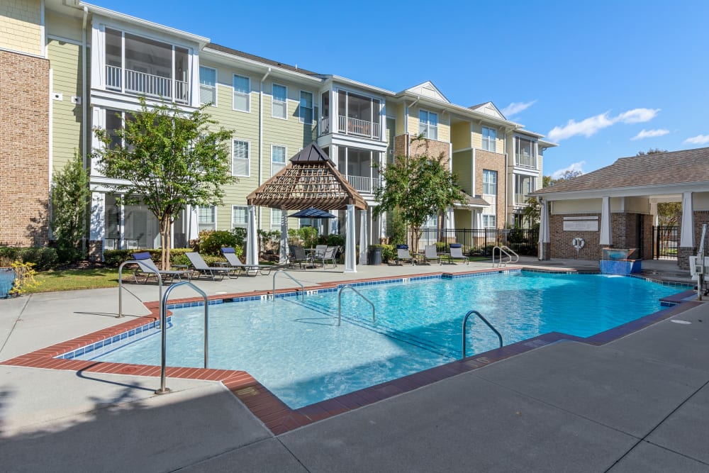 Sparkling swimming pool at Cottage Trails at Culpepper Landing in Chesapeake, Virginia