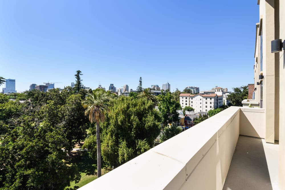 Private balcony at 16 Powerhouse Apartments in Sacramento, California