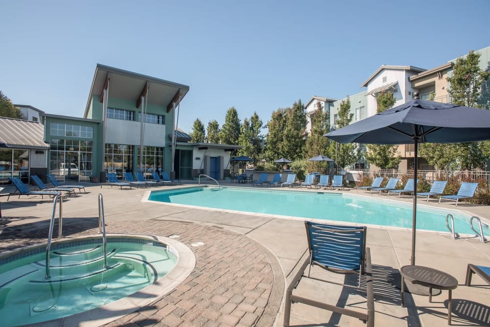 Swimming pool area at Spring Lake Apartment Homes in Santa Rosa, California