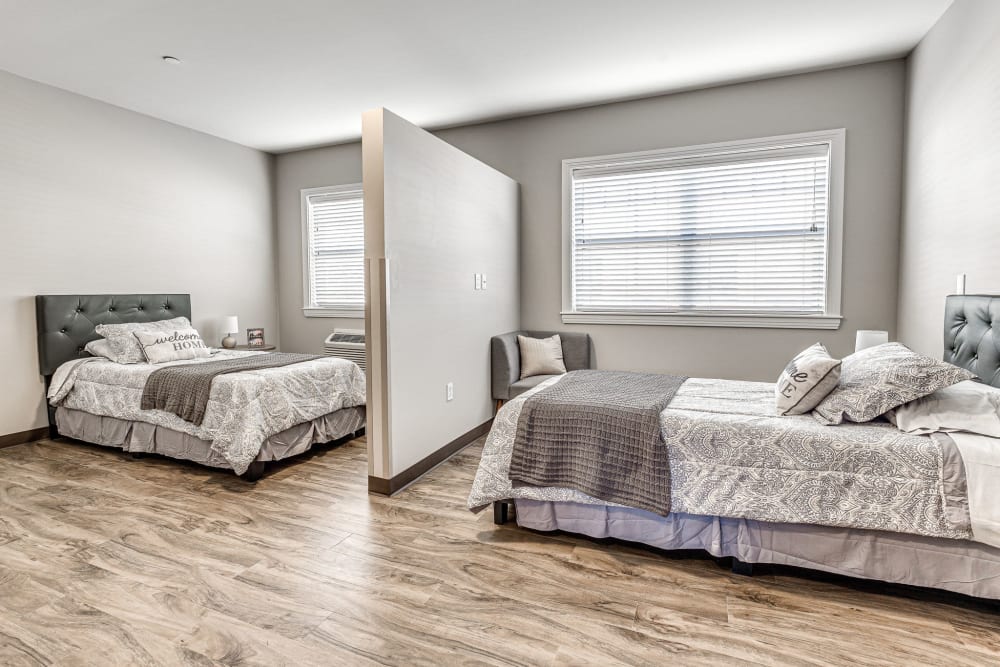 2 beds bedroom at Iris Memory Care of Nichols Hills in Oklahoma City, Oklahoma
