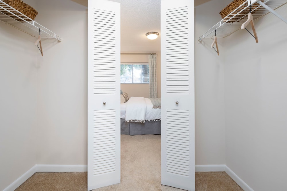 The shutter doors to an apartment closet at Azalea Village in West Palm Beach, Florida