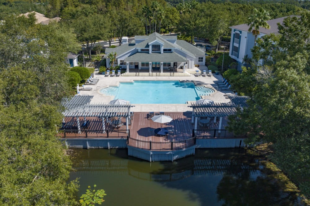 Exterior pool view at Sabal Palm in Tampa, Florida