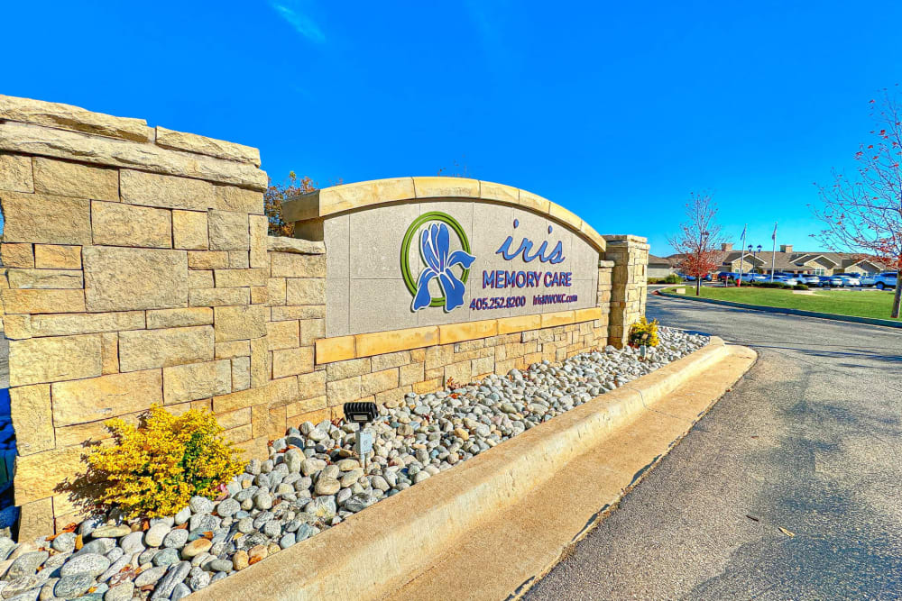 Welcome Signage at Iris Memory Care of NW Oklahoma City in Oklahoma City, Oklahoma