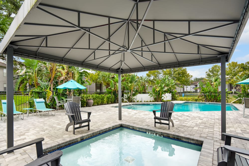 Luxurious hot tub at The Isle Apartments in Orlando, Florida