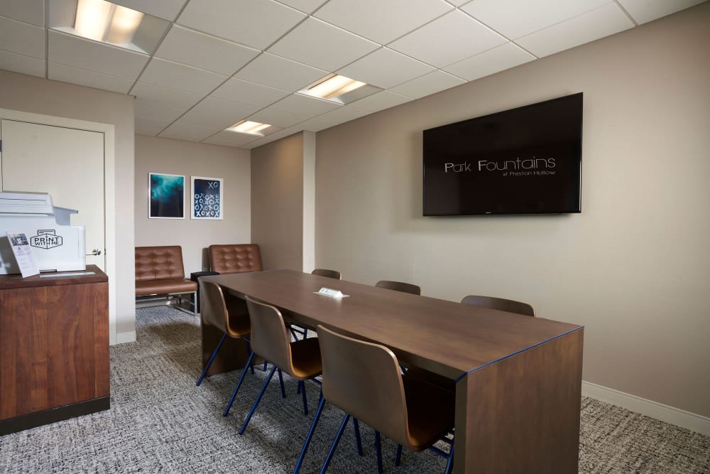 Conference room at Park Fountains at Preston Hollow in Dallas, TX