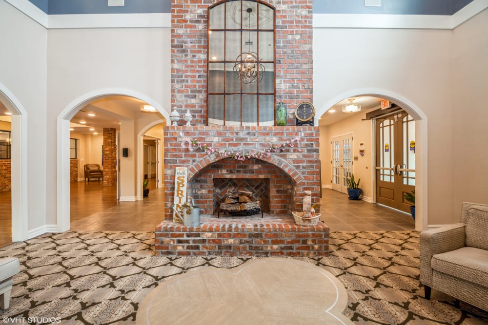 Fireplace in the reception area at Barclay House of Baton Rouge in Baton Rouge, Louisiana