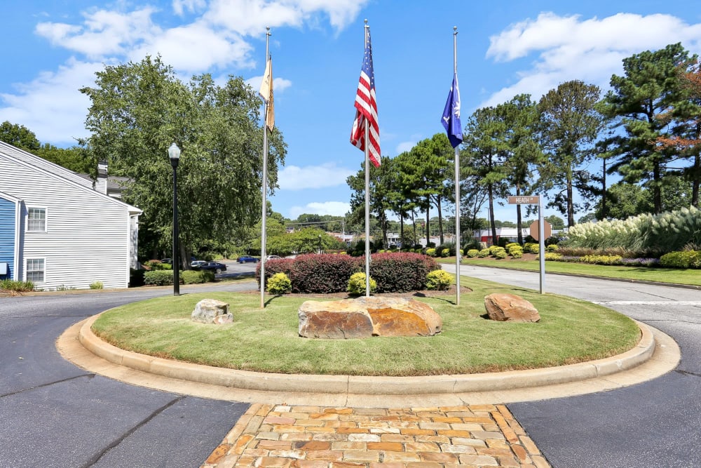 American flags at The Laurel Apartments in Spartanburg, South Carolina