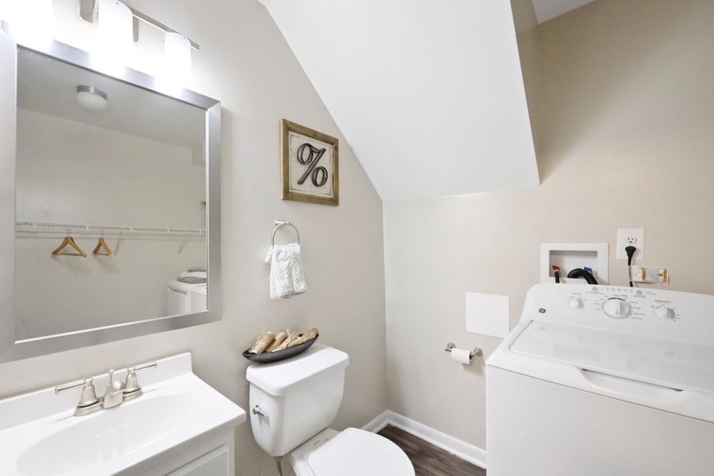 Bathroom with good lighting at The Seasons Apartments in Laurel, Maryland