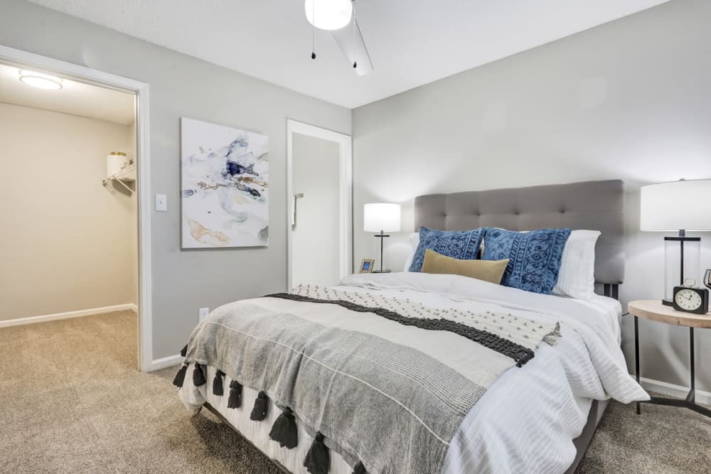 Bedroom with modern design at The Willows Apartments in Spartanburg, South Carolina