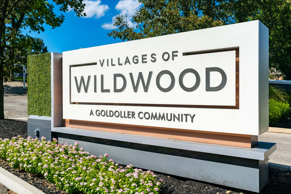 Welcome sign at Villages of Wildwood in Fairfield, Ohio