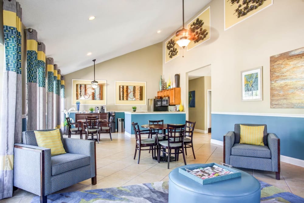 Comfy clubhouse at Bayou Point in Pinellas Park, Florida