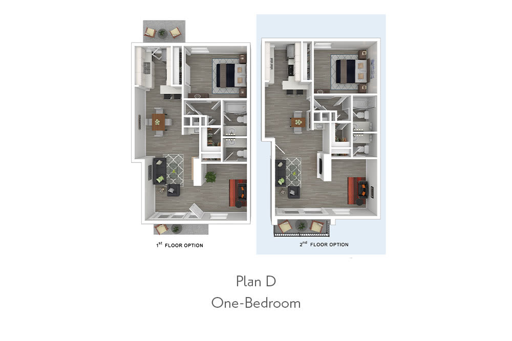 One-Bedroom Floor Plan D at Mediterranean Village Costa Mesa in College Park 