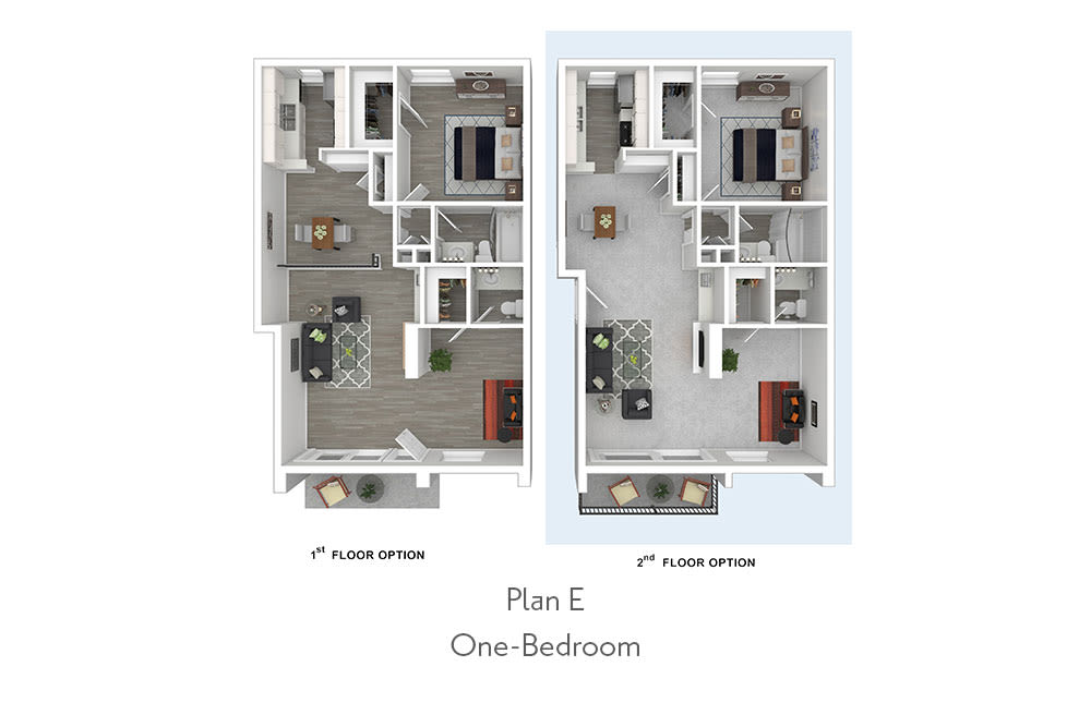 One-Bedroom Floor Plan E at Mediterranean Village Costa Mesa in College Park 