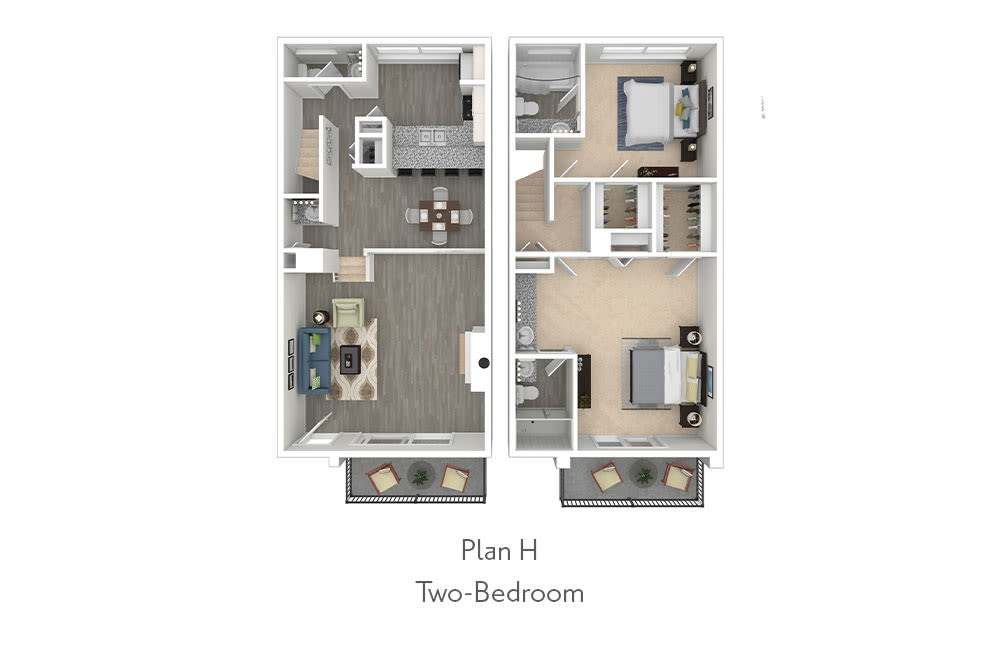 Two-Bedroom Floor Plan H at Mediterranean Village Costa Mesa in College Park 