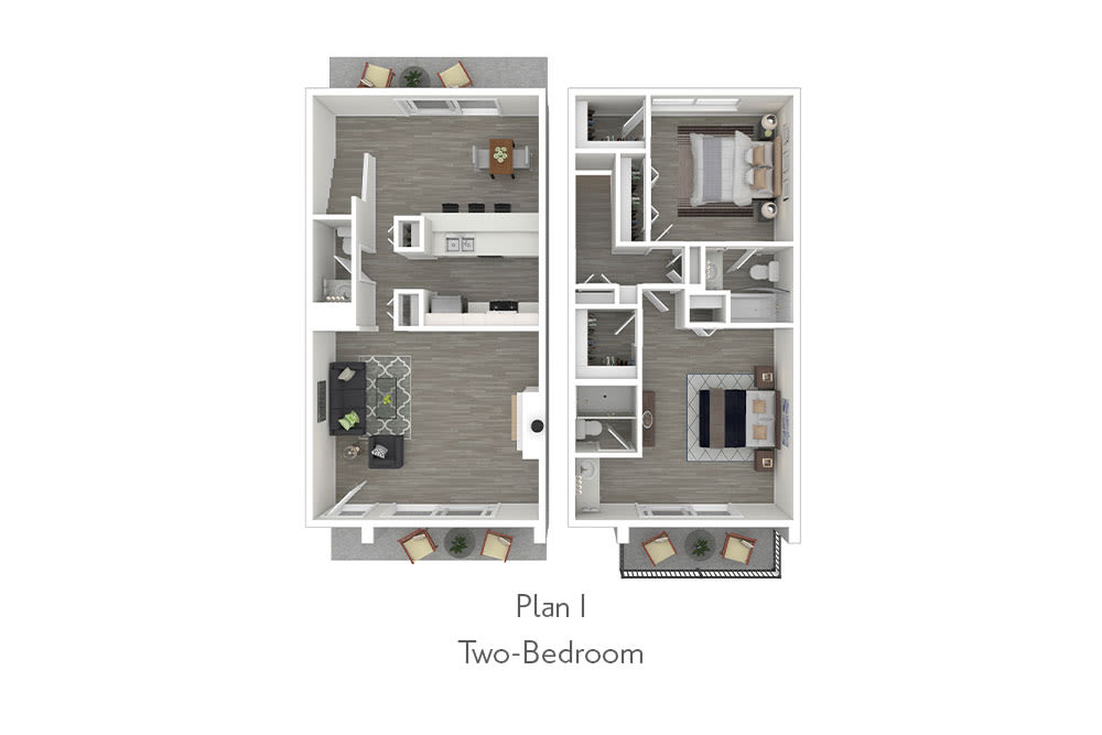 Two-Bedroom Floor Plan I at Mediterranean Village Costa Mesa in College Park 